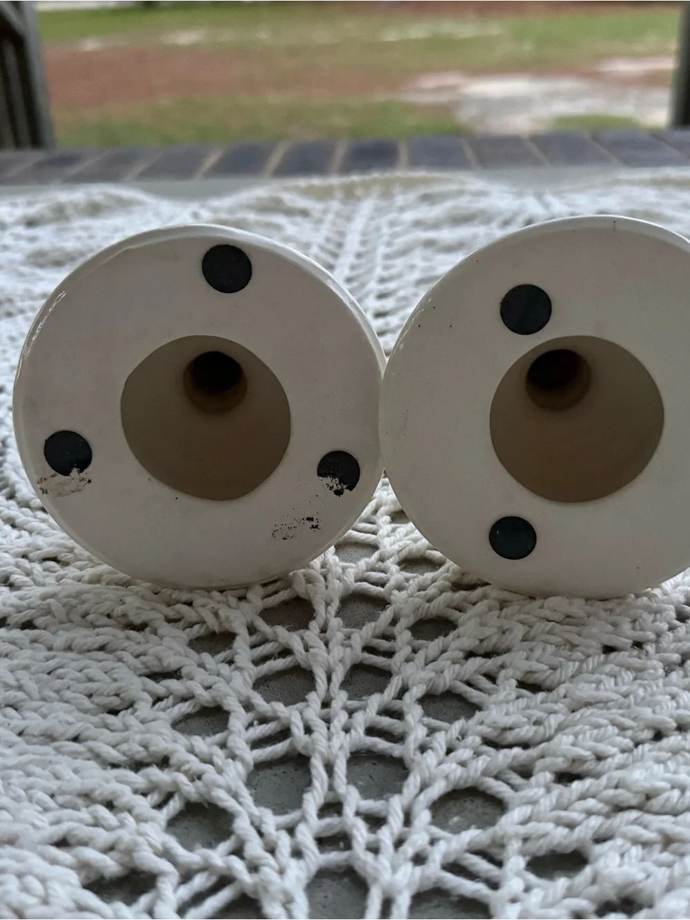 Vintage Ceramic Candlestick Pair with Floral Accents